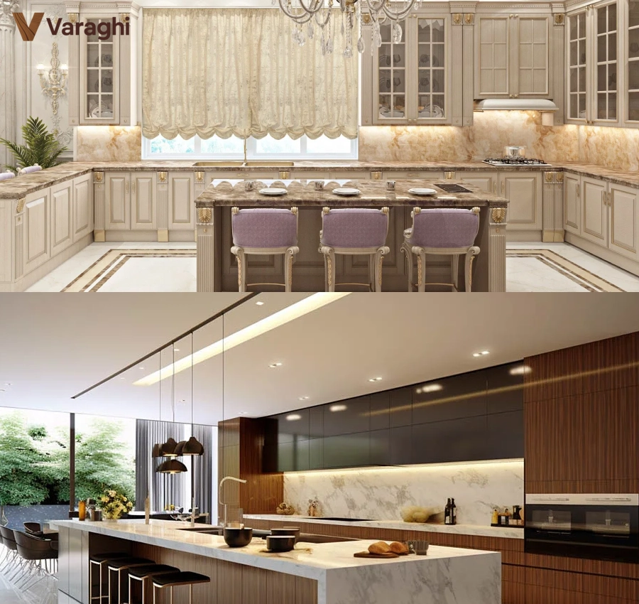 تفاوت کابینت مدرن و نئوکلاسیک