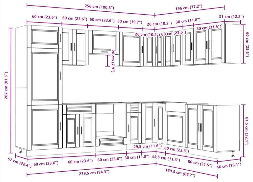 محاسبه اندازه کابینت